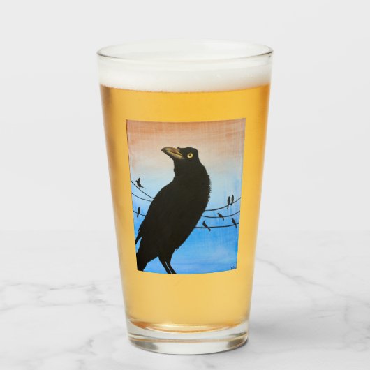 Grackle Austin Texas Vogel Avian Natuur Schilderij Glas (Voorkant gevuld)