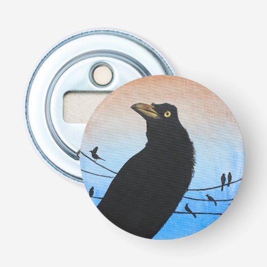 Grackle Austin Texas Vogel Avifauna Wilde Dieren S Button Flesopener (Voorkant)