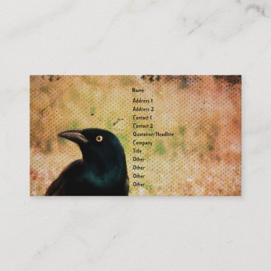 Grackle Bird Digital Art Visitekaartje (Voorkant)