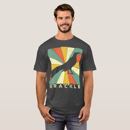  Grackle Bird Lover Retro Style Animal T-shirt (Voorkant volledig)