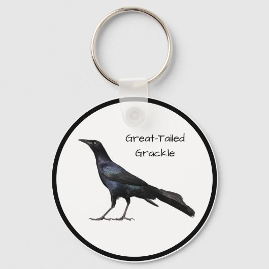 Grackle met grote buikholte sleutelhanger (Voorkant)