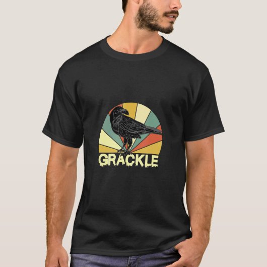 Grackle Vogel Retro Dier Vintage Dier T-shirt (Voorkant)