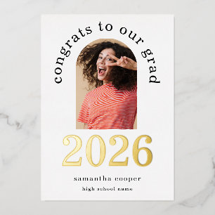 Grad 2026 Boog Foto Echt Goud Folie Aankondiging