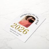 Grad 2026 Boog Foto Echt Goud Folie Aankondiging (Gedraaid)