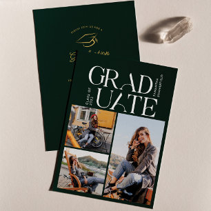 Grad 2026 Foto Collage Groen Afstudeerfeest Kaart