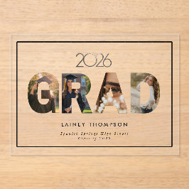 GRAD Acryl Typografie 4 Afbeelding Afstuderen  Uitnodigingen