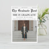 Grad Afstudeerfoto Collage Krant Afstuderen Aankondiging (Staand voorkant)