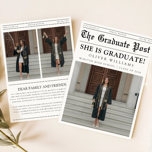 Grad Afstudeerfoto Collage Krant Afstuderen Aankondiging