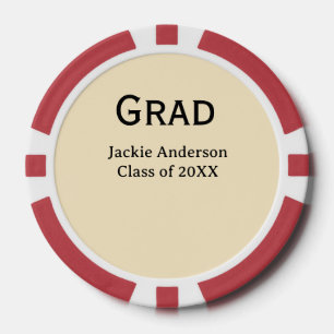 Grad afstudeerjaar naam in vette letters 20XX geel Poker Chips