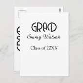 Grad bold letter graduation name class of 20XX sim Briefkaart (Voorkant / Achterkant)