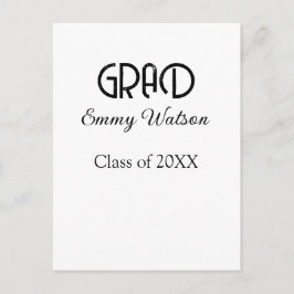 Grad bold letter graduation name class of 20XX sim Briefkaart