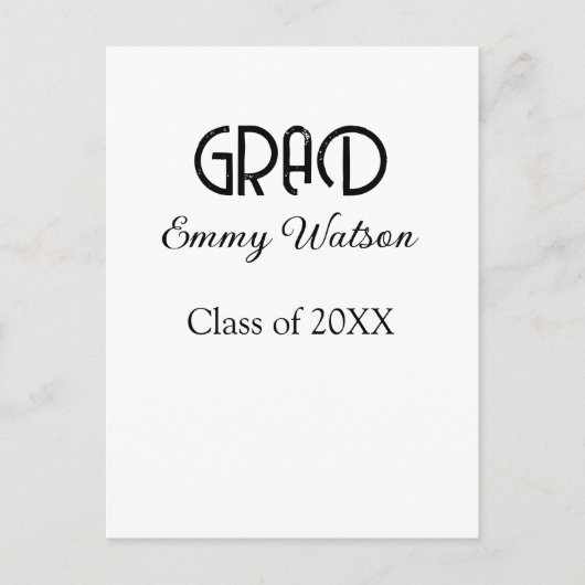 Grad bold letter graduation name class of 20XX sim Briefkaart (Voorkant)