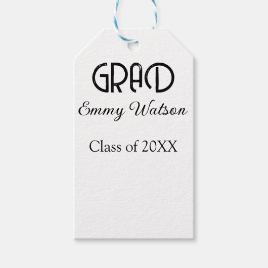 Grad bold letter graduation name class of 20XX sim Cadeaulabel (Voorkant)