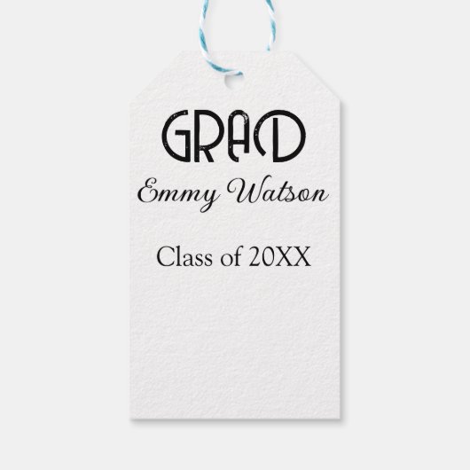Grad bold letter graduation name class of 20XX sim Cadeaulabel (Achterkant)