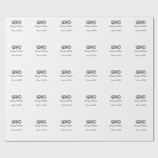 Grad bold letter graduation name class of 20XX sim Cadeaupapier (Vlak)