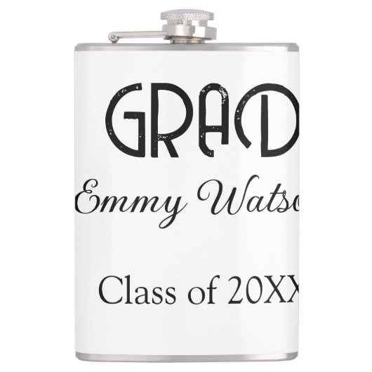 Grad bold letter graduation name class of 20XX sim Heupfles (Voorkant)
