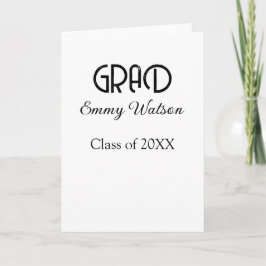 Grad bold letter graduation name class of 20XX sim Kaart