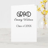 Grad bold letter graduation name class of 20XX sim Kaart (Gele Bloem)