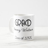 Grad bold letter graduation name class of 20XX sim Koffiemok (Voorkant links)