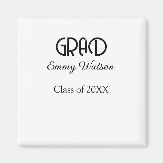 Grad bold letter graduation name class of 20XX sim Magneet (Voorkant)