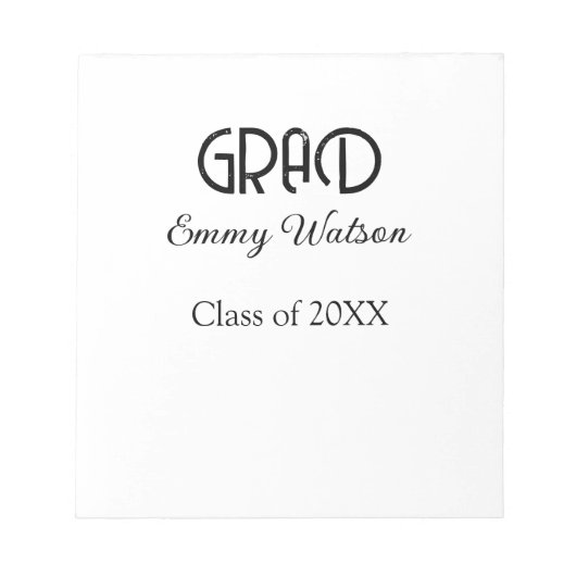 Grad bold letter graduation name class of 20XX sim Notitieblok (Voorkant)