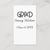 Grad bold letter graduation name class of 20XX sim Visitekaartje (Achterkant)