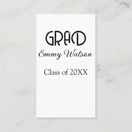 Grad bold letter graduation name class of 20XX sim Visitekaartje (Voorkant)