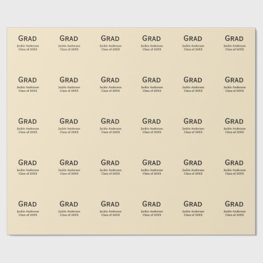 Grad bold letter name class of 20XX yellow pastel  Cadeaupapier (Vlak)