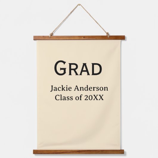 Grad bold letter name class of 20XX yellow pastel  Hangend Wandkleed (Voorkant)
