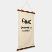 Grad bold letter name class of 20XX yellow pastel  Hangend Wandkleed (Gebogen)