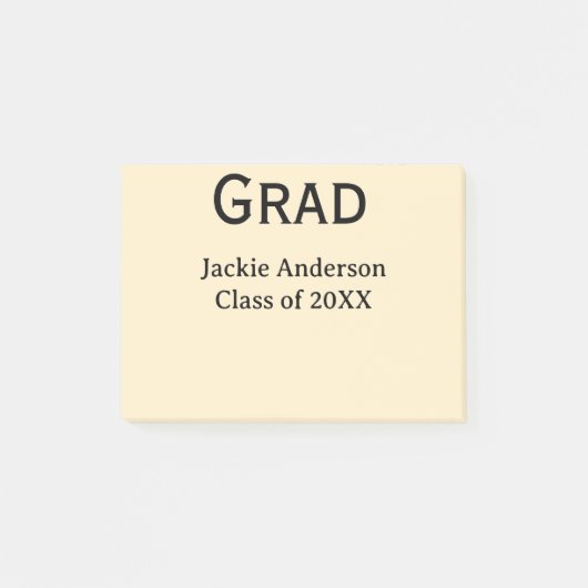 Grad bold letter name class of 20XX yellow pastel  Post-it® Notes (Voorkant)