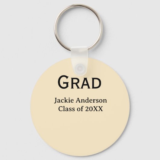Grad bold letter name class of 20XX yellow pastel  Sleutelhanger (Voorkant)