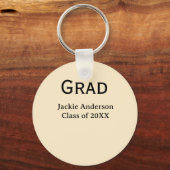 Grad bold letter name class of 20XX yellow pastel  Sleutelhanger (Voorkant)