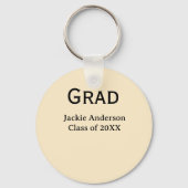 Grad bold letter name class of 20XX yellow pastel  Sleutelhanger (Achterkant)