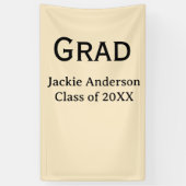 Grad bold letter name class of 20XX yellow pastel  Spandoek (Verticaal)