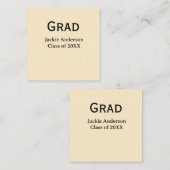 Grad bold letter name class of 20XX yellow pastel  Vierkante Visitekaartje (Voorkant / Achterkant)