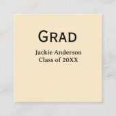 Grad bold letter name class of 20XX yellow pastel  Vierkante Visitekaartje (Achterkant)