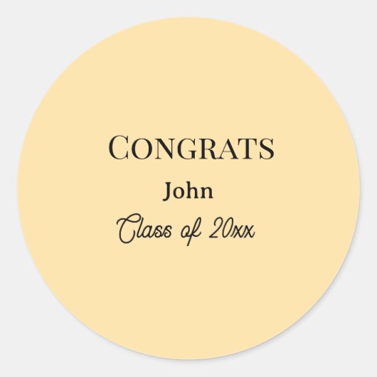 grad boy add name congrats date year text ronde sticker (Voorkant)