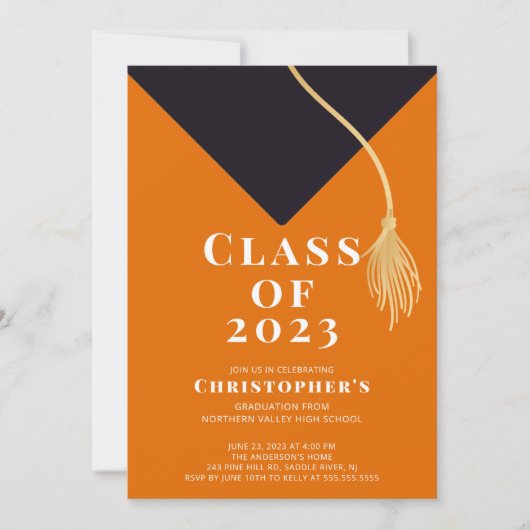 Grad Cap Afstudeerfeest Uitnodiging (Voorkant)