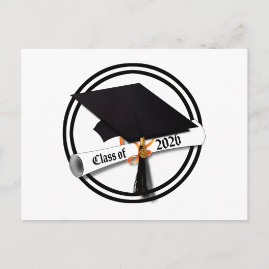 Grad Cap Class of 2026 Graduation Briefkaart (Voorkant)