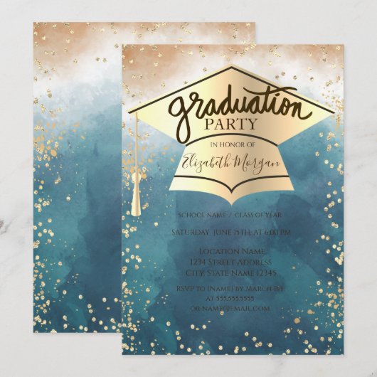 Grad Cap,Diamonds Verfspatten Afstuderen  Kaart (Voorkant / Achterkant)