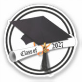 Grad Cap Diploma Class of 2027 Graduation Sticker (Voorkant)