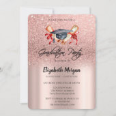Grad Cap Diploma Roze Goud Glitters Afstuderen  Kaart (Voorkant)