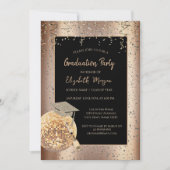 Grad Cap, Disco Bal Confetti, Wijn Koper Kaart (Voorkant)