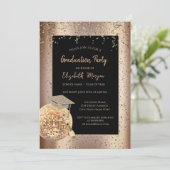 Grad Cap, Disco Bal Confetti, Wijn Koper Kaart (Staand voorkant)