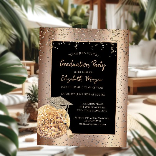 Grad Cap, Disco Bal Confetti, Wijn Koper Kaart