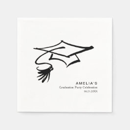 Grad Cap Eenvoudig Modern Afstudeerfeestje Servet