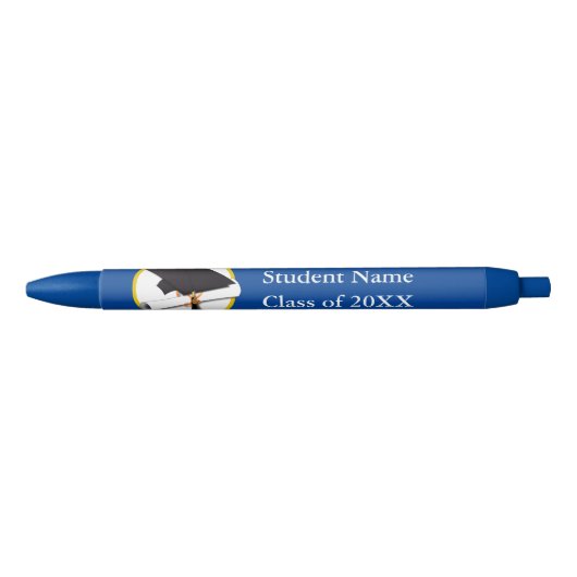 Grad Cap met diploma afstuderen Blauwe Inkt Pen (Voorkant)