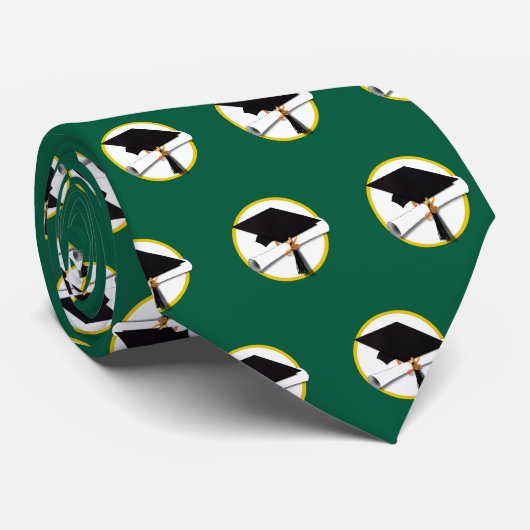 Grad Cap met diploma schoolkleuren afstuderen Stropdas (Opgerold)