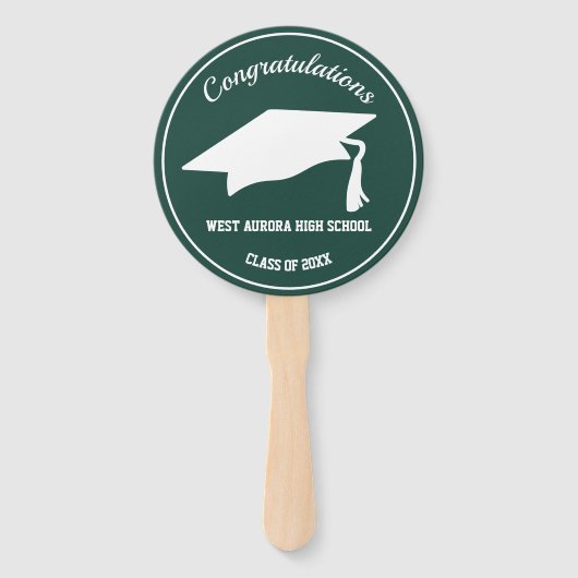 Grad Cap Modern Graduate Photo Dark Green Handwaaier (Achterkant)